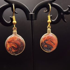 Elegant Gold and Black Swirl Earrings
